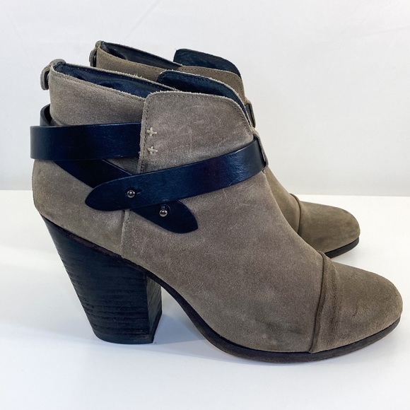 rag & bone Shoes - 𝅺RAG & Bone Gray Suede Heeled Ankle Booties with Buckles size 10